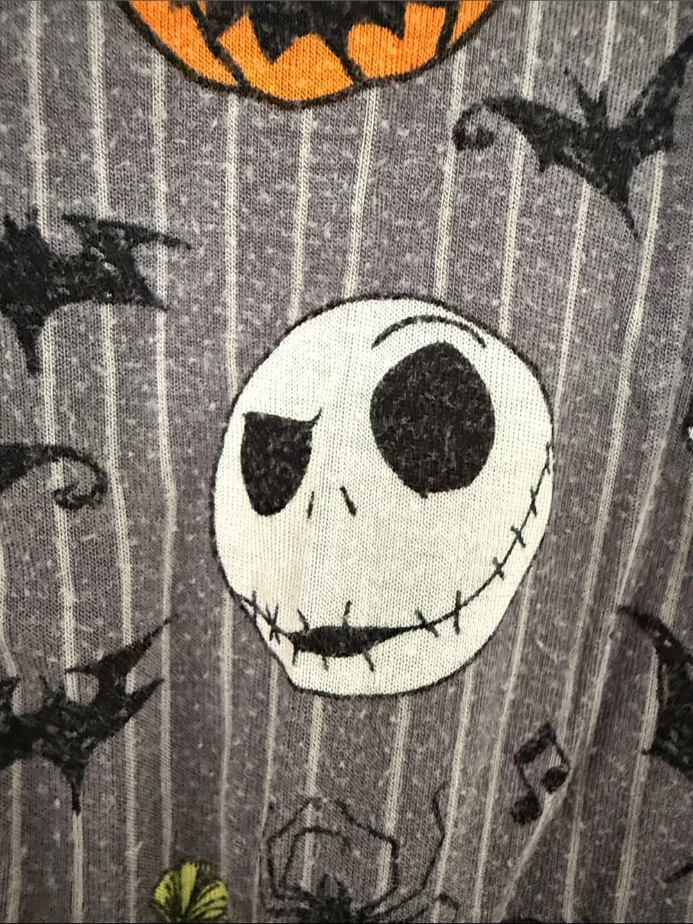 Gray, Orange & Black Jack Skellington Halloween One-Piece
